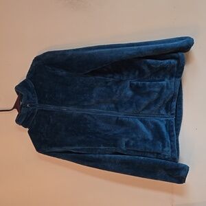 Lands End Soft Fleece Zip Up - Teal Blue - Medium